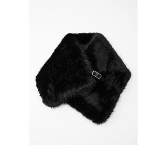 ZARA NWT Faux Fur Buckled Knit Scarf